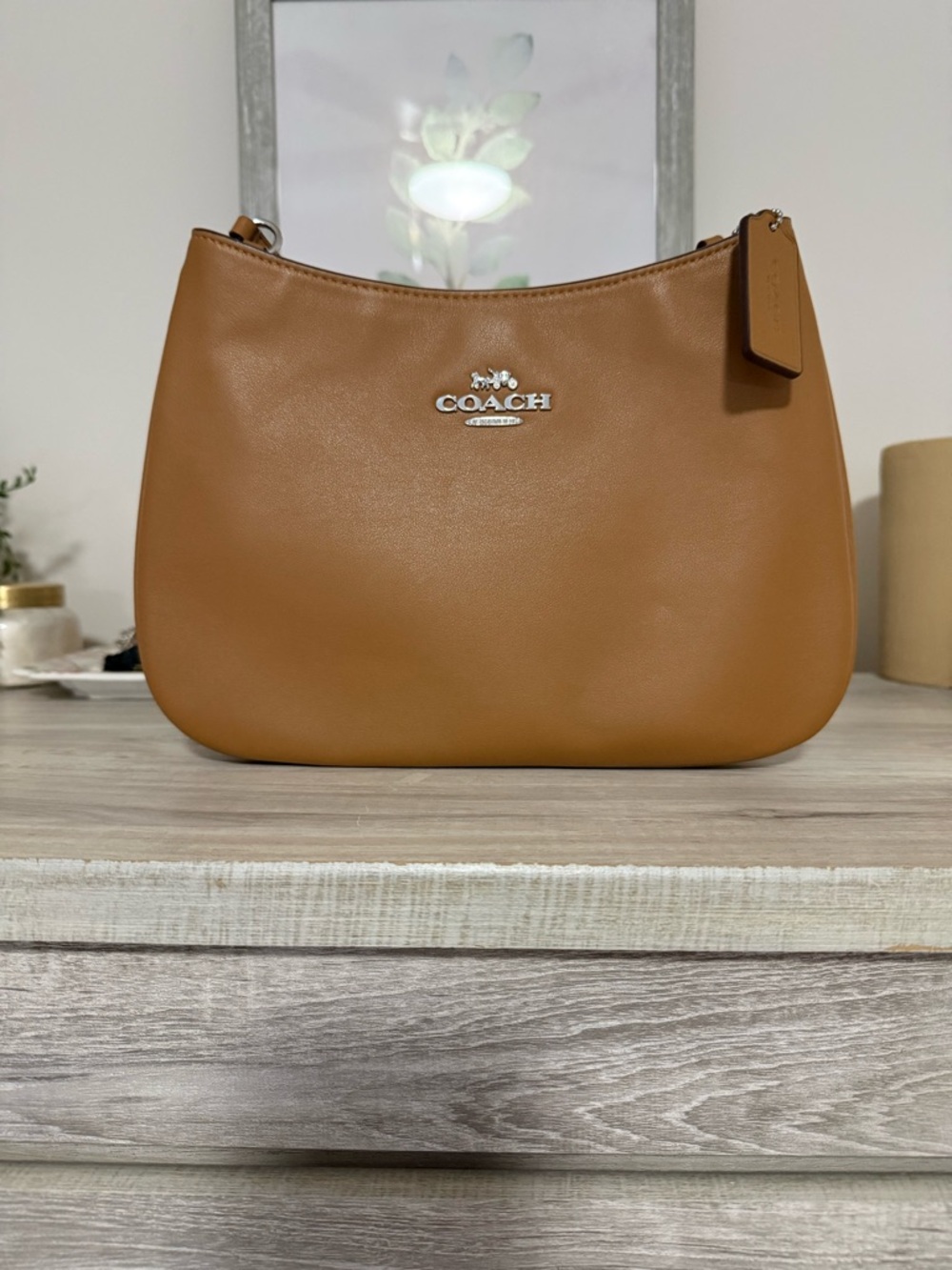 Coach Smooth Leather Shoulder Bag in Saddle